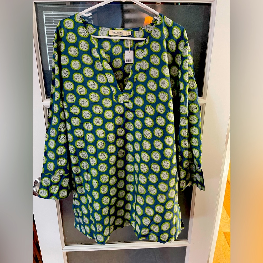 Rock Flower Paper Blu Cotton tunic top